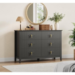 6 Drawer Dresser - 48" Wide Modern Chest of Drawers with Metal Handle, Dresser TV Stand, Wood Drawer Organizer for Bedroom, Living Room, Hallway - 1 of 4