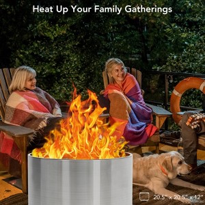20.5" Smokeless Fire Pit, Portable Stainless Steel Wood Burner with Air Switch & Ash Pan, 80% Less Smoke, Even Heat for Camping/Backyard - 1 of 4
