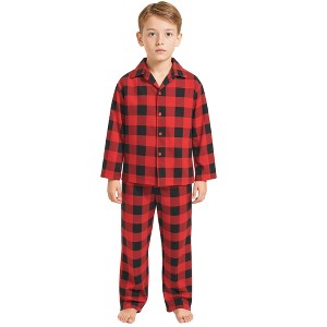 INSPIRE CHIC Men's Sleepwear Long Sleeve Button Down Plaid Family Pajamas Set - 1 of 4