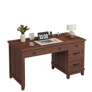 Jojoka Executive Desk with Drawers, Farmhouse Home Office Desk with Charging Station - 1 of 1