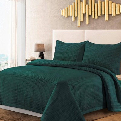 Teal Twin Microfiber Quilt Set with Shams