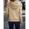 Women's Fall Winter Casual Sweatshirt Long Sleeve Lapel Hooded Solid Sweatshirt Puff Sleeve Drawstring Loose Pullover Tops - 3 of 4
