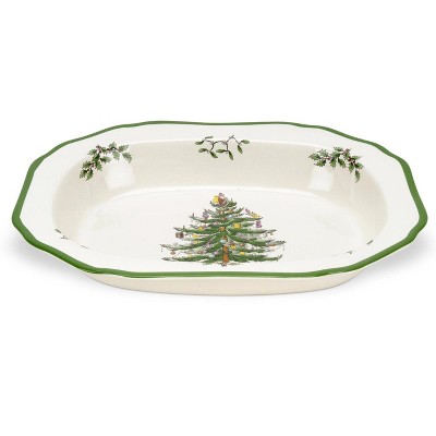 Spode Christmas Tree Open Vegetable Dish, 11.5 Inch Festive