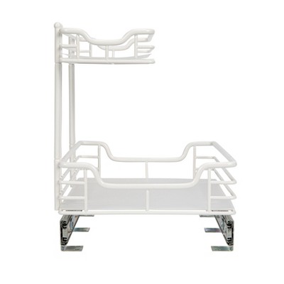 White Powder-Coated Steel 2-Tier Pull-Out Storage Organizer