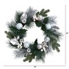 Nearly Natural 24” Pinecones and Berries Christmas Artificial Wreath with Silver Ornaments - 2 of 4