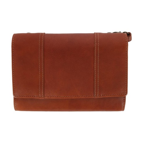Paul Taylor Women s Leather Organizer Crossbody Bag Cognac