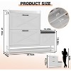 Shoe Cabinet with 2 Flip Drawers, Entryway Cabinet with Shoe Bench & 2 Hooks for Entryway Hallway, Living Room - 3 of 4