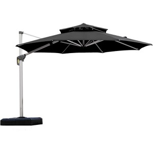 PURPLE LEAF 11 Feet Patio Umbrella Outdoor Round Double-Top Aluminum Umbrella Cantilever Patio Umbrella for Garden Deck Pool Patio - 1 of 4