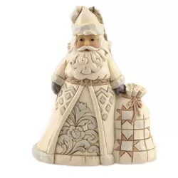 Jim Shore 4.5" Santa With Toybag Ornamen White Woodland  -  Tree Ornaments