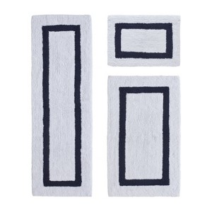 Hotel 3 PC Bath Rug 100% Premium Cotton Tufted Weave Two Tone Reversible Bathroom Rug, Super Soft Absorbent, Machine Washable Bath Mat - 1 of 4