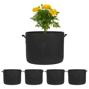 Unique Bargains Thickened Fabric Durable Handles Multipurpose Good Drainage Plant Grow Bags 5 Pcs - 1 of 4