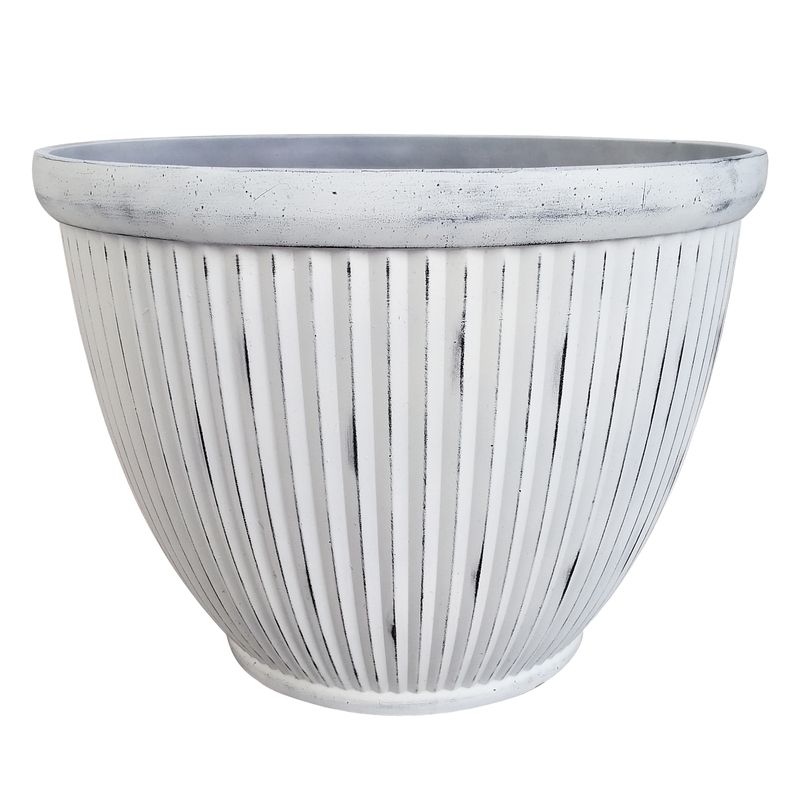 Southern Patio 15 in. D Resin Westland Patio Planter Afterglow White, 1 of 2