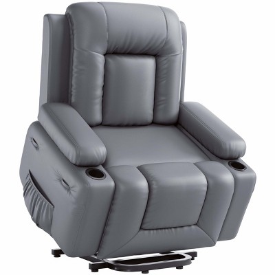 homfan Power Lift Recliner w/Heat & Massage - PU Electric Chair for Elderly, Adjustable Back/Legs - Heavy Duty