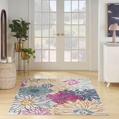 Handmade Off-White Floral Synthetic 8' x 10' Rug