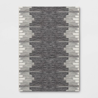 4'x6' Mitre Stripe Outdoor Rug Black - Threshold™