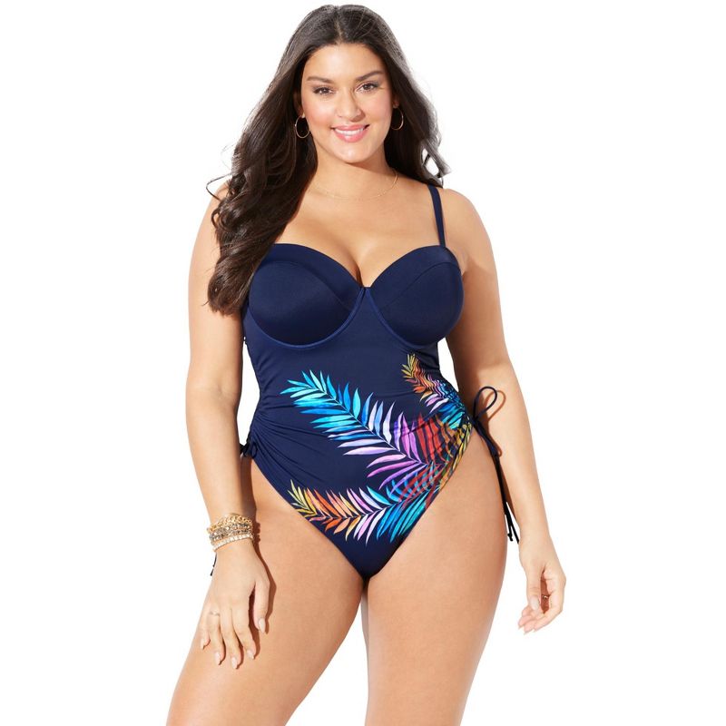 Swimsuits for All Women's Plus Size Adjustable Underwire One Piece Swimsuit, 1 of 2