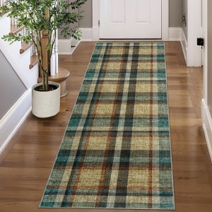 Modern Washable Area Rug, Geometric Pattern Throw Carpet with Non Slip Backing, Stain Resistant Floor Cover for Living Room - 1 of 4