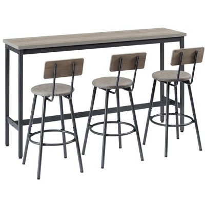 NicBex 4-Piece Bar Table Set with 3 Upholstered PU Bar Stools,Industrial Long Bar Table and 4 Chairs for Dining Room