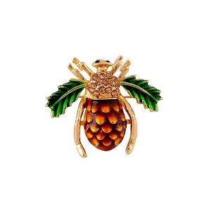 Anna-Kaci Elegant Crystal Rhinestone Fruit and Bee Brooch - Fashionable Gold Plated Fruit Insect Lapel Pins for Dresses and Accessories - 1 of 4