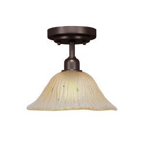 Toltec Lighting Vintage 1 - Light Flush Mount in  Dark Granite with 10" Amber Crystal Shade - 1 of 1
