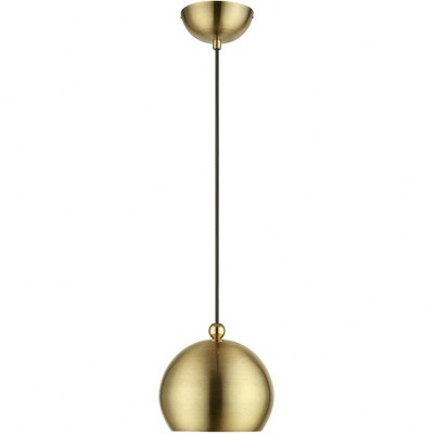 Stockton Mini Globe Pendant in Antique Brass with Polished Accents