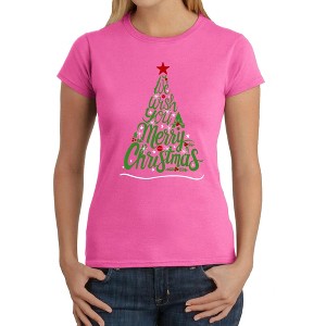 LA Pop Art We Wish You A Merry Christmas - Women's Word Art T-Shirt - 1 of 4
