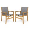 Costway 2/4 PCS Outdoor Dining Chairs Acacia Wood Patio Chairs with Breathable Fabric Seat - 2 of 4