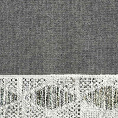 Gray Cotton Hand Towel with Woven Chenille Border