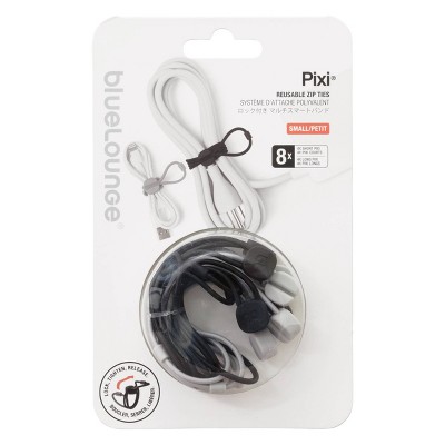 8pk Pixi Reusable Zip Ties Small Black/Gray - BlueLounge