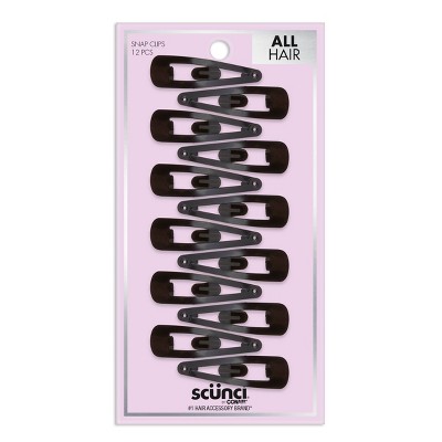 scünci Metal Hair Snap Clips - Black - All Hair - 12pcs