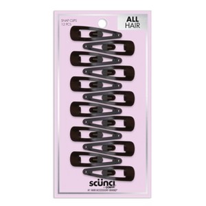 scünci Metal Hair Snap Clips - Black - All Hair - 12pcs - 1 of 4