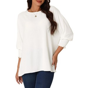 Seta T Women's Casual 3/4 Sleeve Elastic Cuff Dolman Crew Neck Blouse - 1 of 4