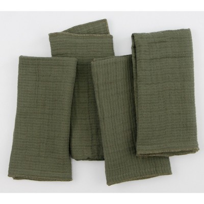 Set of 4 Reversible Muslin Napkin with overlock hem  - 18" x 18"