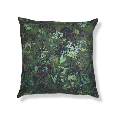 TAG 22"x22" Green Garden Floral Cotton Accent Decorative Throw Pillow Poly Filled Removable Insert Square Machine Wash