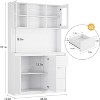 Kitchen Pantry Cabinet with Charging Station, LED Lights & Glass Doors, Tall Storage Cabinet - 2 of 4