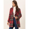 Allegra K Women's Notched Lapel Double Breasted Winter Plaids Overcoat - image 2 of 4