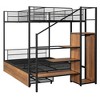CAVINAS Twin Bunk Beds for Kids, Metal Twin Bed Frame with Drawer and Lateral Storage Ladder and Wardrobe for Bedroom, Living Room - 3 of 4