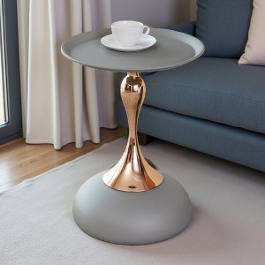 Mermaid-Pedestal Metal Round End Coffee Table - 1 of 4