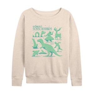 Women's - Edward Scissorhands -  Lightweight French Terry Wide Neck Long Sleeve Shirt - 1 of 4