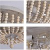 YANSUN 3-Light Boho Farmhouse Drum Flush Mount Ceiling Light Fixture Wood Beaded Chandelier for Hallway Baby's Nursery Bedroom - 4 of 4