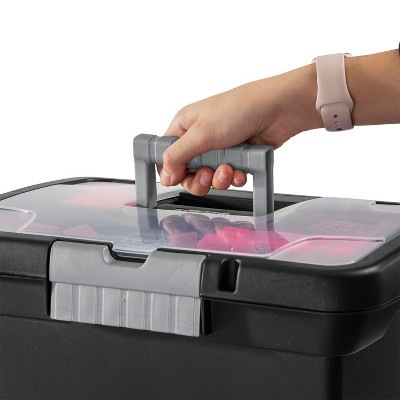 Sterilite Black Plastic Portable File Box with Clear Lid