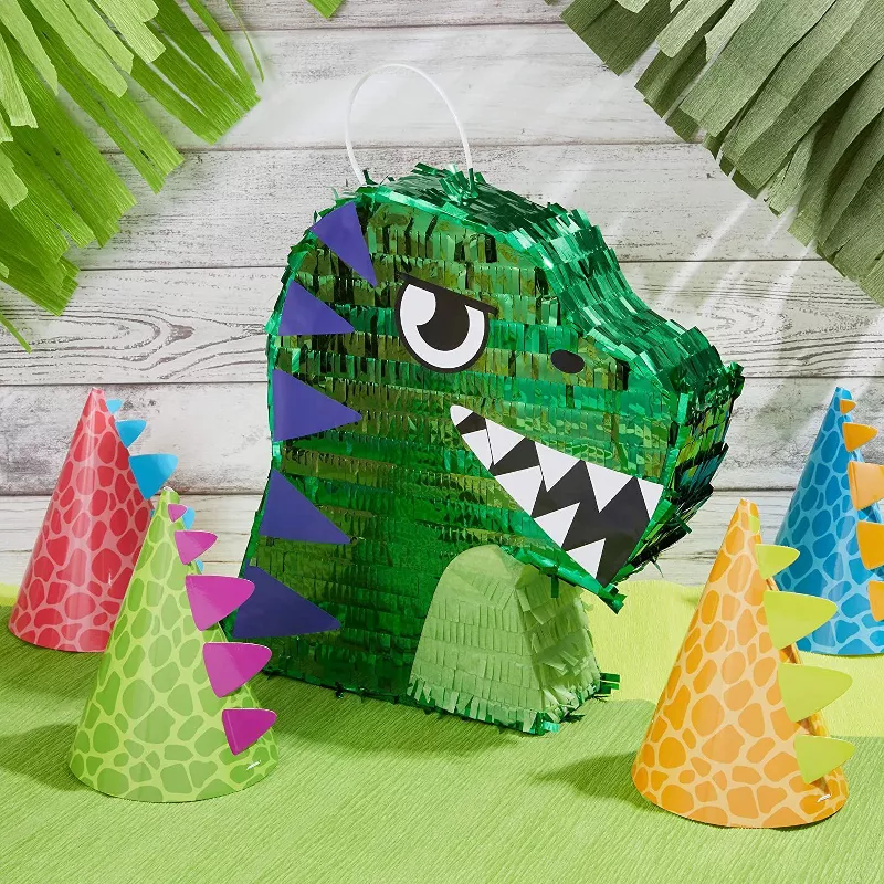Dinosaur Pinata for Boys Birthday Party Supplies, Fun Dino Decorations,  Green (Small, 13.8 x 3.0 x 13.5 in)