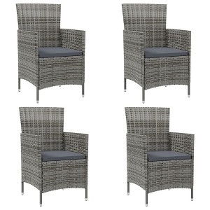 vidaXL Garden Chair Set of 4 Grey Poly rattan Medium Durable - 1 of 4