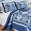 Collections Etc Lucy Oversized Diamond Patchwork Blue and White Pillow Sham Gender Neutral Blue - 2 of 2