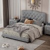 Modern Velvet Upholstered Platform Bed with Tufted Headboard,Sturdy Wood Frame,Queen Size-Maison Boucle - 2 of 4