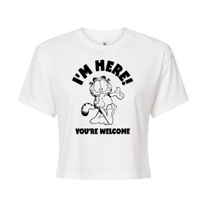 Women's - Garfield - I'm Here You're Welcome Cropped Graphic T-Shirt - 1 of 4