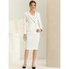 INSPIRE CHIC Women's Business Suit Tweed Trim Blazer and Skirt Suit Set 2 Pieces - 4 of 4