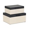 Cheung's Ellaran Set of 2 Black Shagreen and Cream Wicker Pattern Boxes - 4 of 4