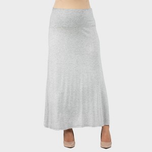 24seven Comfort Aapparel Maternity Solid Color Elastic Waist Maxi Skirt - 1 of 4