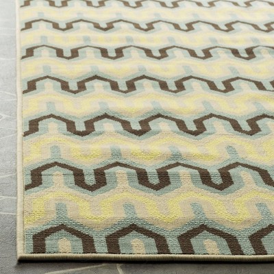 Hampton Light Blue Geometric Synthetic Outdoor Area Rug